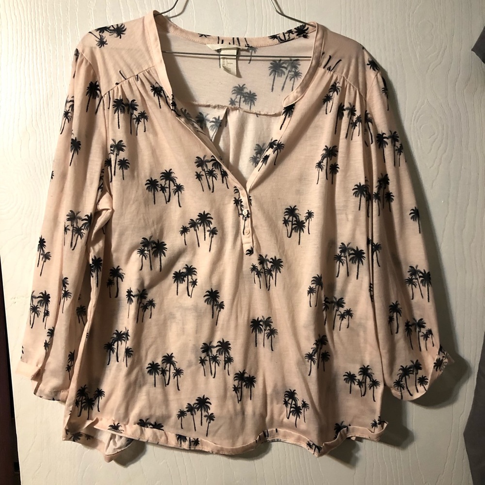 H&M Palm Tree Cream Top